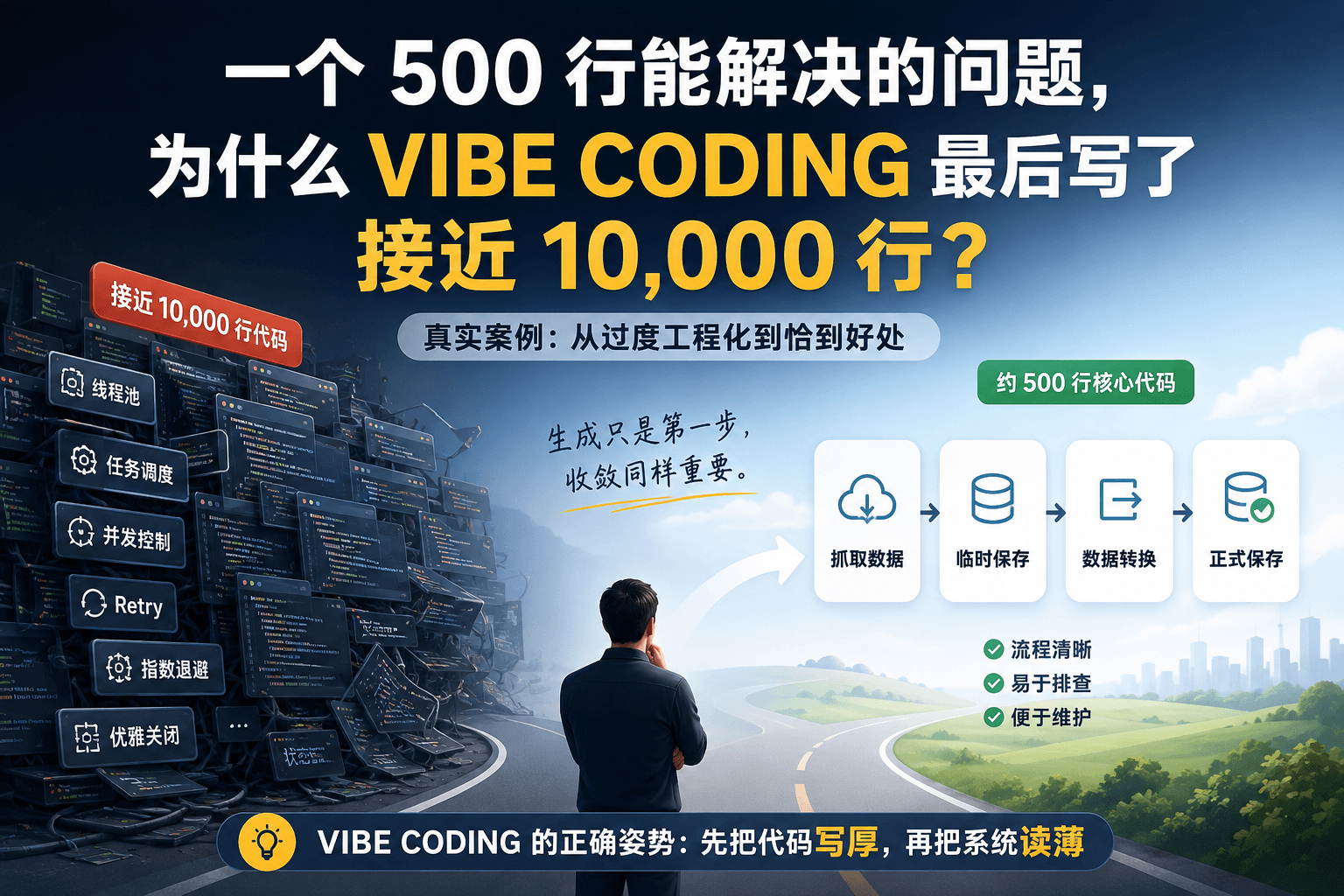 一个 500 行代码能解决的问题,为什么 Vibe Coding 最后写了接近 10,000 行?