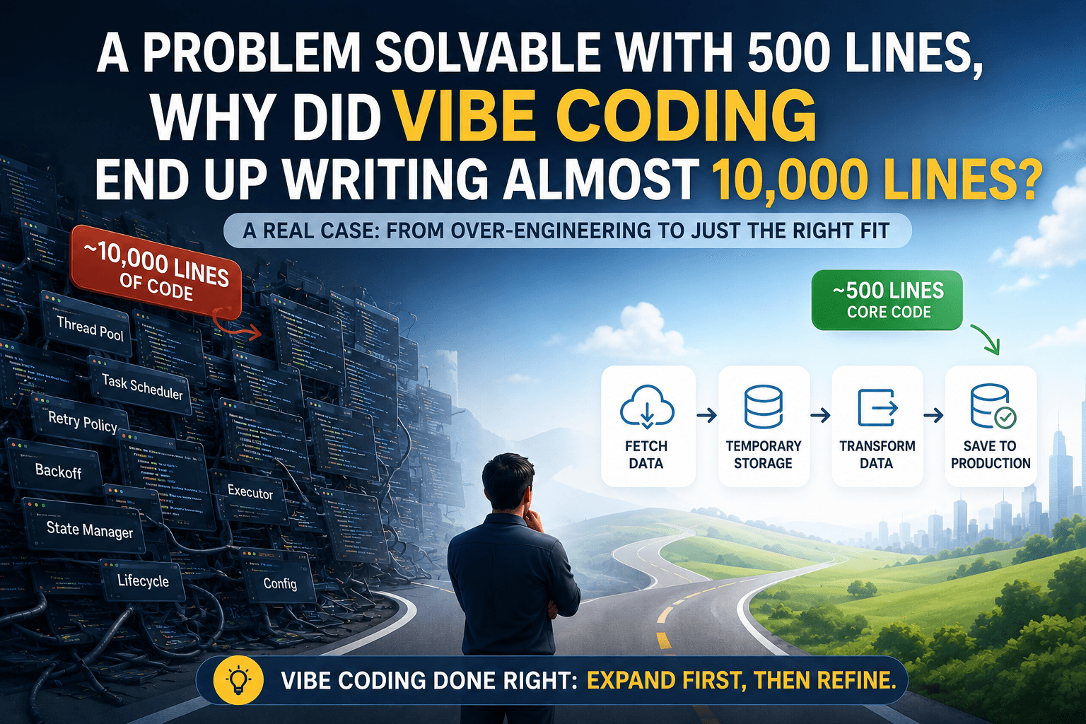 A Problem That Could Be Solved in 500 Lines — Why Did Vibe Coding End Up Writing Nearly 10,000 Lines?